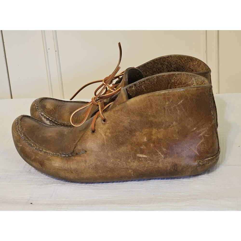 Vintage Double Stitched Genuine Leather Lace Up Mocs/ Ankle Boots Mens Size 9